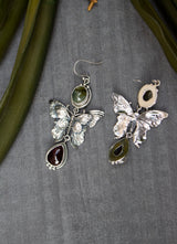 Whispers of Renewal: Prehnite & Garnet Earrings, AE- 7531