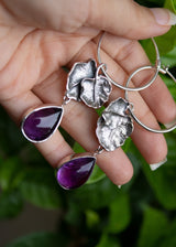 Natural Purple Amethyst Earrings , AE-7123
