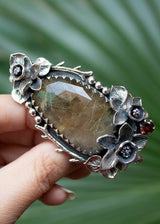 Golden Rutilated Quartz & Garnet Ring, AR-7195