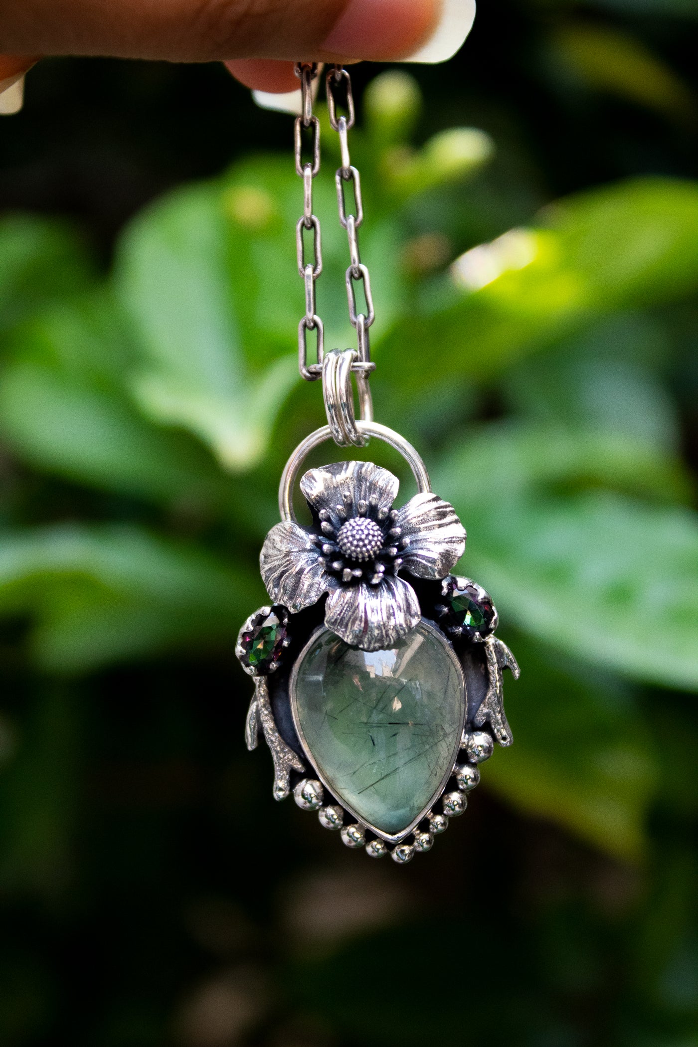 Whispering Woods: Prehnite Pendant, AP-700