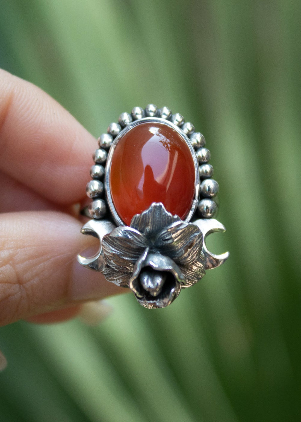 Natural Carnelian Gemstone Ring, AR-7021
