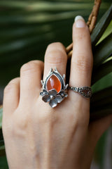 Floral Essence: Dainty Carnelian Gemstone Ring, AR-7023