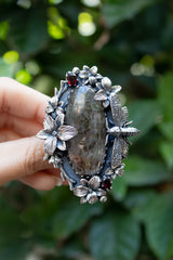 Midnight Bloom: Black Rutile Ring, AR- 7406