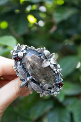 Midnight Bloom: Black Rutile Ring, AR- 7406