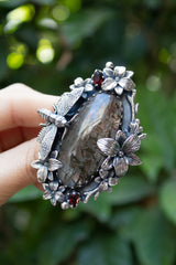 Midnight Bloom: Black Rutile Ring, AR- 7406