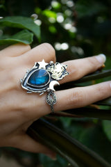 Lunar Guardian – Labradorite Wolf Ring, AR- 7404
