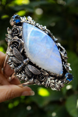 Lunar Enchantment: Moonstone Cuff Bracelet, AB-7399