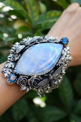 Lunar Enchantment: Moonstone Cuff Bracelet, AB-7399
