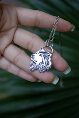 Lone Wolf Guardian – Sterling Silver Pendant Necklace, AP-7413