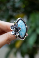 Ocean Blossom: Larimar & Peridot Ring, AR-7436