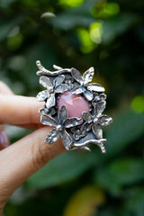 Whispers of Spring: Peruvian Pink Opal Ring, AR-7424