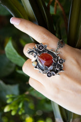 Fiery Bloom: Carnelian & Ethiopian Opal Ring, AR-7433