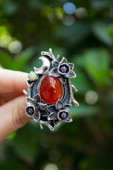 Fiery Bloom: Carnelian & Ethiopian Opal Ring, AR-7433