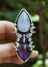 Moonstone & Amethyst Ring, AR-7038