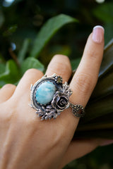 Ocean Rose: Larimar & Peridot Ring, AR- 7438