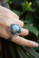 Ocean Rose: Larimar & Peridot Ring, AR- 7438