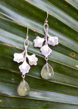 Prehnite Ginkgo Leaf Earrings AE-7034