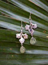 Prehnite Ginkgo Leaf Earrings AE-7034