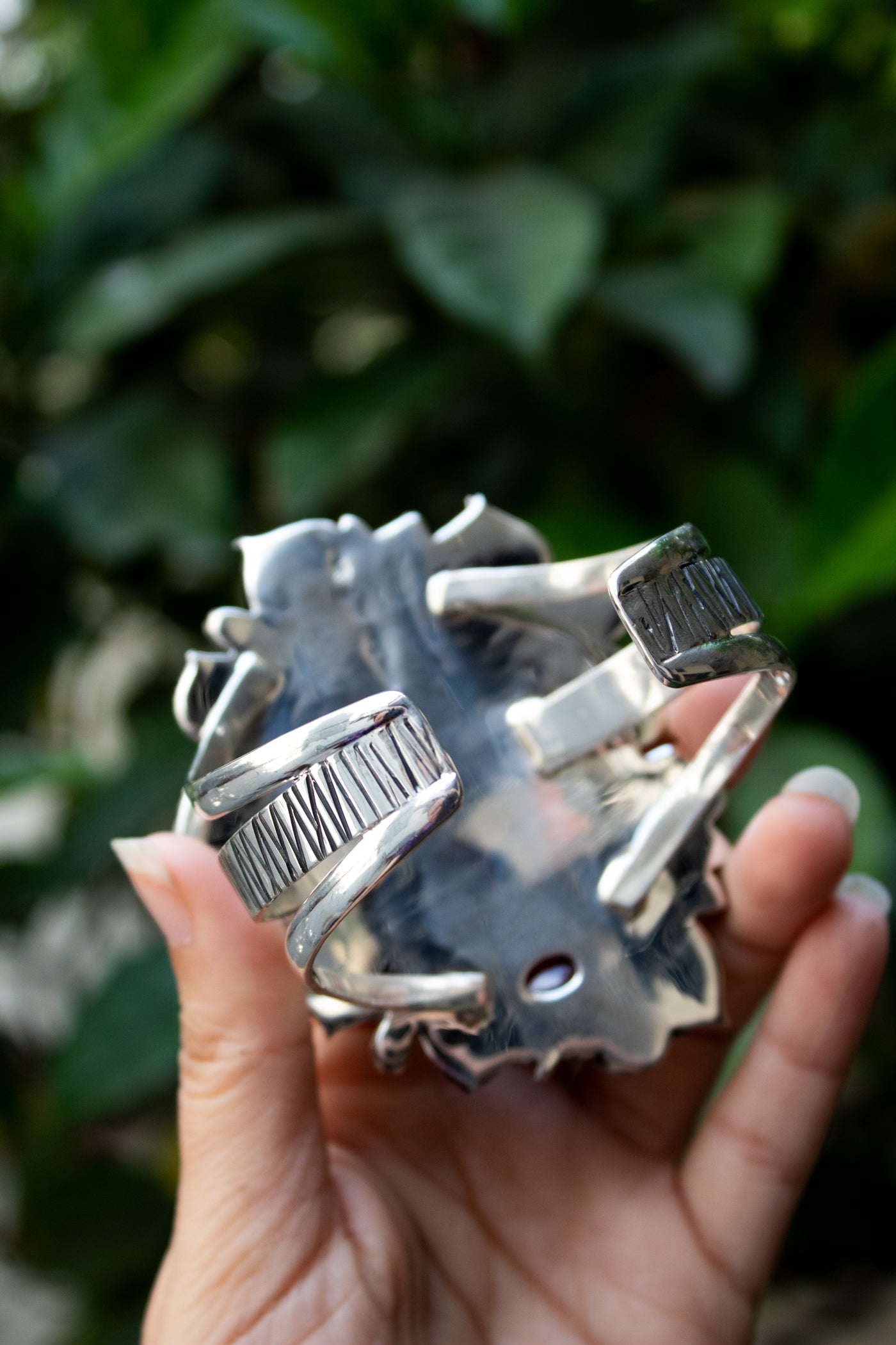 Wings of the Ember Garden — Amber & Tourmaline Botanical Cuff, AR- 7467
