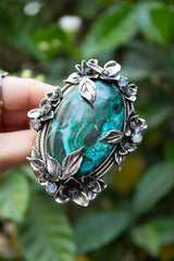 Chrysocolla & Moonstone Ring, AR- 7460