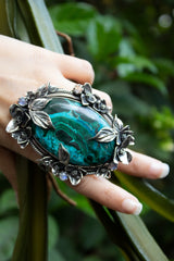 Chrysocolla & Moonstone Ring, AR- 7460