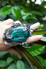 Chrysocolla & Moonstone Ring, AR- 7460