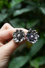 Floral Silver Studs, AE-7459