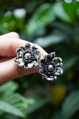Floral Silver Studs, AE-7459