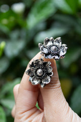 Floral Silver Studs, AE-7459