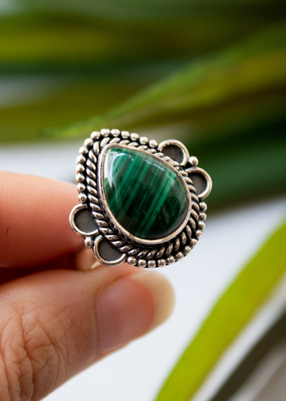 Bague délicate en malachite, AR-6706