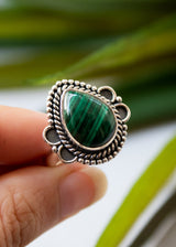 Bague délicate en malachite, AR-6706