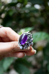 Moonlit Vines — Amethyst & Moonstone Floral Ring, AR-7478