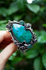 Wild Grove: Chrysocolla & Emerald Ring, AR- 7495