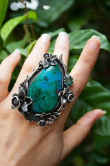 Wild Grove: Chrysocolla & Emerald Ring, AR- 7495