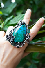 Wild Grove: Chrysocolla & Emerald Ring, AR- 7495