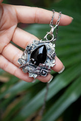 Nocturne Bloom: Black Onyx Pendant, AR-7493