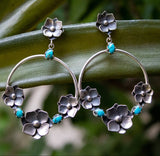 Turquoise Hoop Earrings Sterling Silver, AE-6752