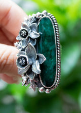 Elegant Emerald Ring Sterling Silver, AR-7084