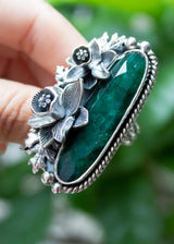 Elegant Emerald Ring Sterling Silver, AR-7084