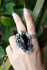 Shadowbloom: Black Onyx Coffin Ring, Ar-7506