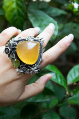 Anillo de Aventurina Amarilla y Tanzanita