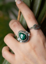 Bague délicate en malachite, AR-6706