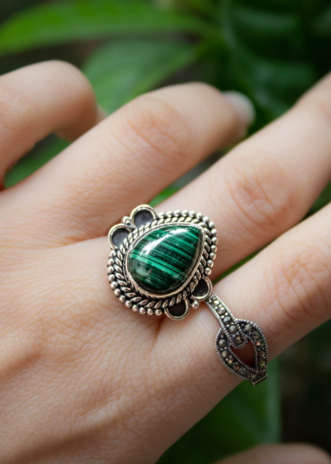 Bague délicate en malachite, AR-6706