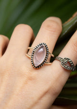 Rose Quartz Ring, Marquise Shape Stone Ring AR-6839