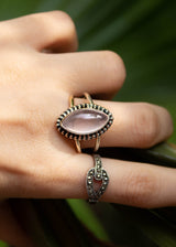 Rose Quartz Ring, Marquise Shape Stone Ring AR-6839