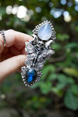 Anillo Labradorita & Piedra Luna AR-6765