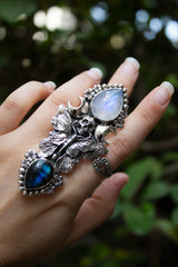 Anillo Labradorita & Piedra Luna AR-6765
