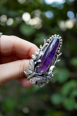 Celestial Grace: Amethyst Butterfly Ring, AR-7544