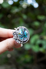 Tidebound Star: Abalone Shell Ring, AR- 7529