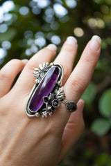 Twilight Vine – Long Amethyst Botanical Ring, AR-7545